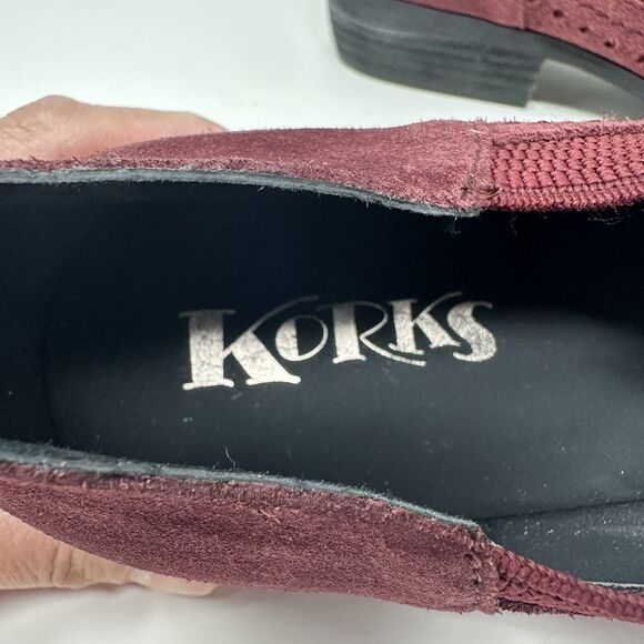 Korks Womens Burgundy Suede Slip-on Loafers Size 7.5M Comfortable Preppy Casual - Picture 11 of 13